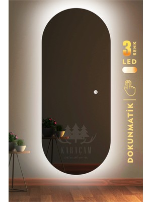 Karaçam Dekor LED Işıklı 3 Renkli Dokunmatik Boy Aynası