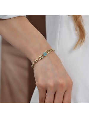 Goldium 14 Ayar Altın Zincir Model Yıldız Bileklik