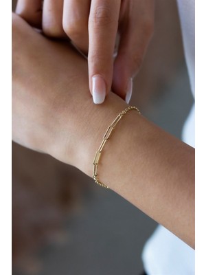 Goldium Zarif Ataç Model Altın Bileklik