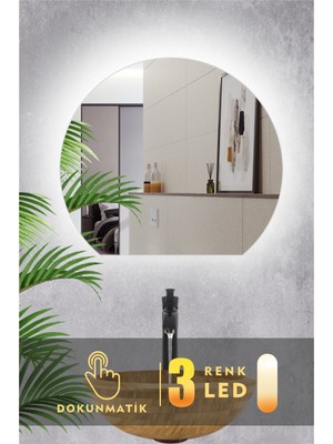 Karaçam Dekor LED Işıklı 3 Renkli Dokunmatik Banyo ve Konsol Aynası