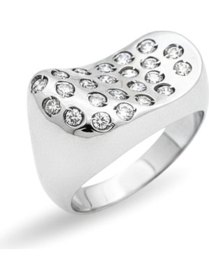 Oya Silver Catherine Bold Zirkon Taşlı Tasarım Gümüş Kadın Yüzük [OYSY074]