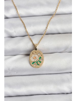 Style Of Carmen 316L Çelik Zincir Papatya Figürlü Kadın Kolye