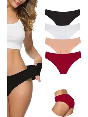 Leopardess 4 Adet Kadın Dikişsiz Lazer Kesim Esnek İz yapmayan Külot