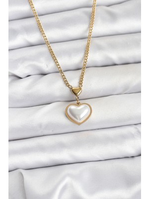Style Of Carmen 316L Çelik Zincir Gold Renk Bombeli Kalp Model Kadın Kolye