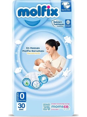 Molfix Premature Bebek Bezi 0 Beden 0-3 kg 30 Adet Bantlı Bez Yumuşak ve Koruyucu