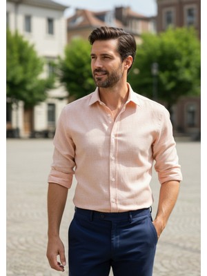 Yusgos Erkek Regular Fit Normal Yaka Kışlık Ham Keten Gömlek