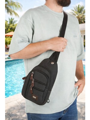 Newish Polo Body Bag USB Çıkışlı Çapraz Göğüs ve Sırt Çantası-Kanvas 2334