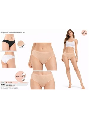 Kota Dikişsiz Lazer Kesim Cotton Ten Rengi Bikini Külot 3'lü