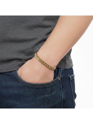 Hg.Aksesuar Erkek Flat Mariner Çelik Zincir Bileklik 6mm