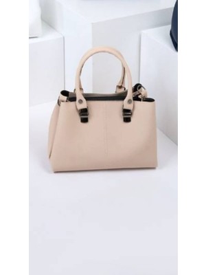 Kadın 3 Bölmeli Krem Omuz ve Kol Çantası