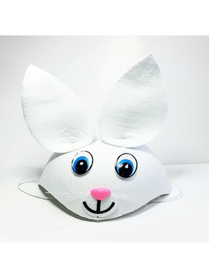 Seçkin Trend Beyaz Renk Kulaklı Tavşan Şapkası Hayvan Şapkası