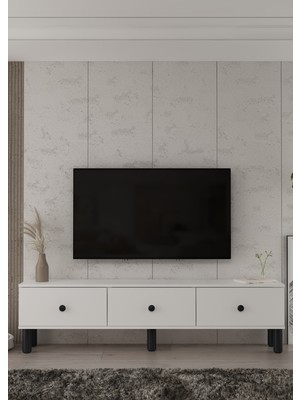 Demonte Decor 1357TV180-1DD Tv Sehpası Beyaz-Siyah