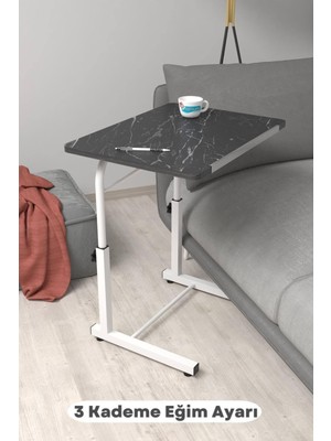 Depolife Eğim Yükseklik Ayarlı Laptop Sehpası Kahvaltı Ders Çalışma Bilgisayar Ofis Yemek Masası Metal Ayak