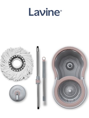 Lavine 360 Ultra Mop Premium Temizlik Seti 16LT ”gri” Döner Başlıklı Paslanmaz Çelik Saplı