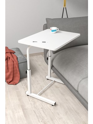 Depolife Yükseklik Ayarlı Laptop Sehpası Kahvaltı Ders Çalışma Bilgisayar Ofis Yemek Çocuk Masası Metal Ayak