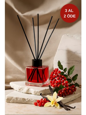 De Parfum Ateş Meleği Kırmızı Meyveler, Vanilya, Paçuli ve Bergamot Dekoratif 120 ml Bambu Çubuklu Oda Kokusu