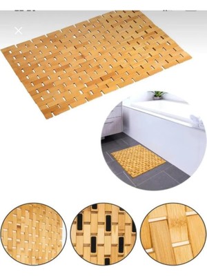 Sevimle Store Bambu Banyo Paspası - Kaymaz Taban - Duş Paspası 40 x 60 cm