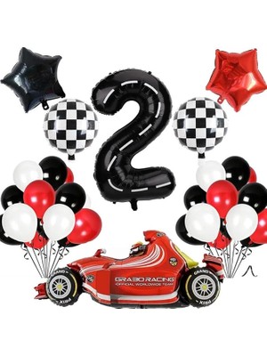 Sevimle Store Gitti 2 Yaş Yarış Arabası Temalı Doğum Günü Parti Kutlama Balon Seti