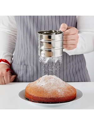 Sevimle Store 15062 Farina Paslanmaz Metal Un ve Şeker Eleği- Pratik Un Eleği- Paslanmaz Un Eleği 12 cm