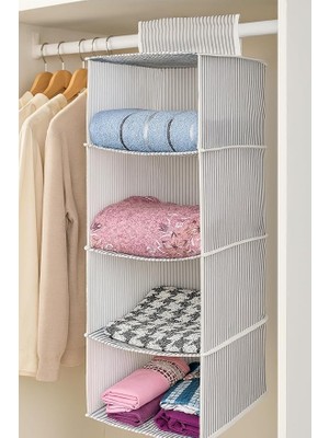 Sevimle Store Kapısı 4 Bölmeli Askılı Dolap Düzenleyici Organizer Gri