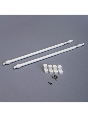 Sevimle Store Perde Çubuğu Seti 2 Adet Alüminyum Perde Briz Borusu 4 Adet Başlık 70 cm - 90 cm