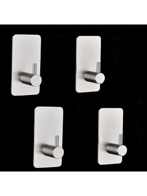 Sevimle Store Paslanmaz Çelik 4 Adet Bornoz Askısı Kendinden Yapışkanlı Havluluk -Inox- Anında Montaj