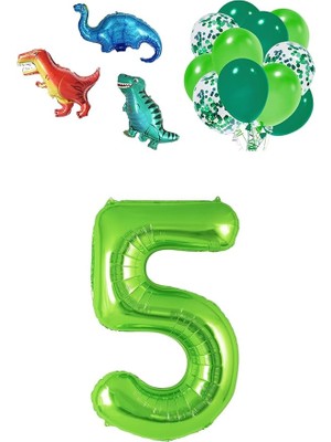 Sevimle Store Gitti Dinazor Set; Rakam Folyo, 3 Adet Mini Dinazor ve 10 Lu Balon (5)