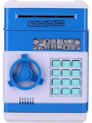 Sevimle Store Atm Kumbara Şifreli Otomatik Kağıt Para Alan Kasa Kumbara Mavi Renk