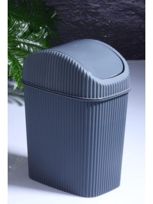Sevimle Store Kitchen Mini Pratik Kapaklı Banyo ve Mutfak Tezgah Üstü Çöp Kovası Ev Ofis Çöp Kutusu 2,5 Lt Antrasit 18 x 23