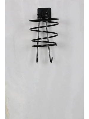 Sevimle Store Banyo Siyah Kare Fön Makinesi Askısı Saç Kurutma Makinesi Tutacağı Yapışkanlı