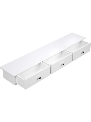 Sevimle Store Duvar Rafı, 3 Çekmeceli Yüzer Raf, Koridorda Depolama Rafı, 80 x 15 x 10 Cm, Oturma Odası, Yatak Odası ve Mutfak, Parlak Kaplama, Beyaz LWS085W01