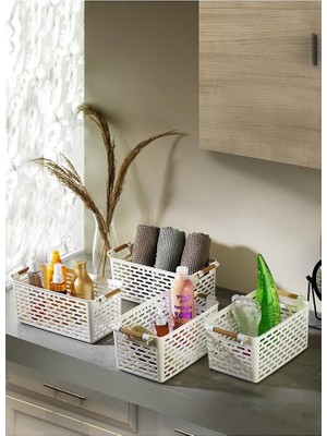 Sevimle Store Çok Amaçlı Tutacaklı Organizer Sepet - Dolap Içi & Çekmece Düzenleyici Sepet Beyaz, 24121810015