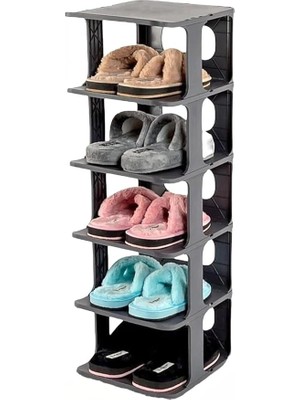 Sevimle Store Home 5 Katlı Plastik Ayakkabılık Raf, Eklenebilir ve Büyütülebilir Düzenleyici Organizer, Kapı Önü ve Ev Içi Kullanım Için Ideal, Uzun Ömürlü ve Dayanıklı (Antrasit Gri)