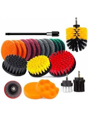 Sevimle Store Mobile 22 Parça Koltuk, Duvar, Küvet Detaylı Temizlik Için Matkap Fırçaları,çok Amaçlı Temizlik Seti