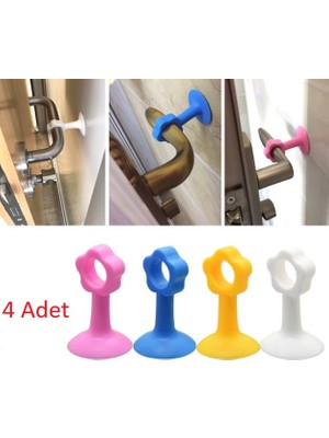 Tncline Renkli Vantuzlu Geçmeli Kapı Kolu Stoper 4lü Set (Tunçline)