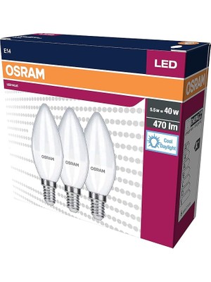 Sevimle Store LED Klasik Mum Lamba Beyaz Işık 470 Lamba E14 3'lü