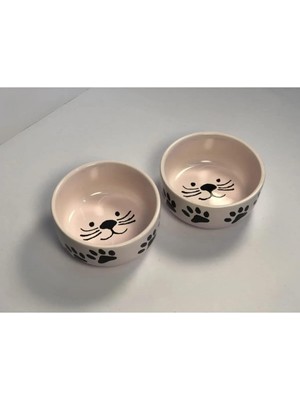 Sevimle Store Kase Kedi Mama Su Kabı Pembe Renk 2'li