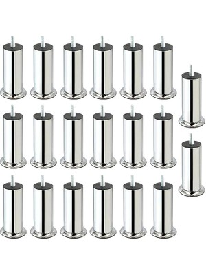 Sevimle Store Baza Koltuk Kanepe Mobilya Yatak Çekyat Ayağı Ince Diş M8 Metrik 8 mm Krom Metal Ayakları 15 cm 20 Adet