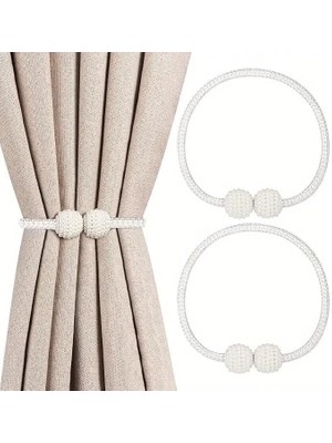 Sevimle Store Manyetik Perde Klipleri Iç Dekorasyon Inci Topları Tokası 2 Adet Perde Toplama Aparatı