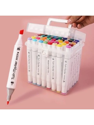 Sevimle Store Home Çift Taraflı Marker Kalem Seti, Profesyonel Kutulu Keçeli Kalem Seti, Çeşitli Renklerde Boya Markerlar, Sanatçılar ve Tasarımcılar Için Ideal (12 Parça)