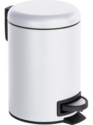 Sevimle Store Leman Kozmetik Pedallı Kova Beyaz 3l Entegre Atık Torbası Tutuculu Beyaz