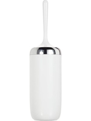 Sevimle Store Lima Tuvalet Fırçası, Krom Dekorlu, Beyaz