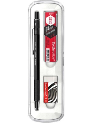 Sevimle Store Office Graphx 3'lü Set Mekanik Kurşun Kalem Silgi Min Mat Siyah 0.5 mm