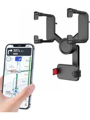 Sevimle Store Dikiz Aynası Telefon Tutucu Orta Ayna Takılan Araç Içi Telefon Tutucu Navigasyon Tutucu Şık Yeni Tasarım Oto Ayna Tutucu 360 Derece Dönebilen Araç Kamerası Tutucusu