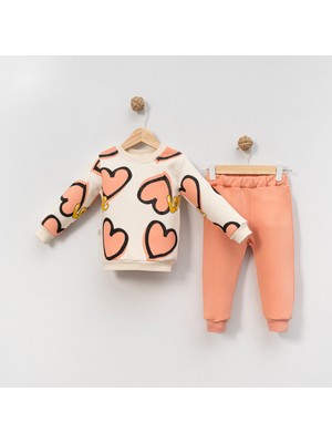 NEU KIDS Kalp Baskılı Kız Alt Üst Takım