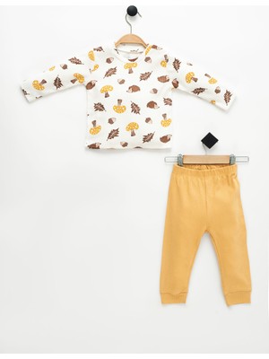 NEU KIDS Unisex  Çocuk Sevimli Kirpi Baskılı Uzun Kollu %100 Pamuklu Pijama Takımı 1-4 Yaş