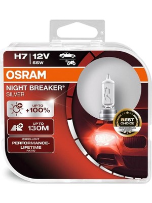 Sevimle Store Night Breaker Silver 12V H7 55W 64210NBS 130M Fazla Mesafe