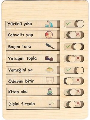 Sevimle Store Ahşap Günlük Rutin ve Sorumluluk Panosu Çocuklar Için Eğitici Görev Takip Tablosu