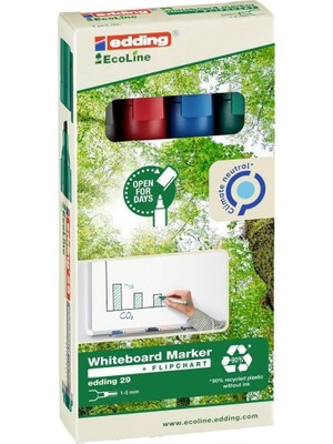 Sevimle Store 29 Ecoline Beyaz Yazı Tahtası Kalemi, 4'lü Set, Karışık Renkler, Kesik Uç, Yeniden Doldurulabilir