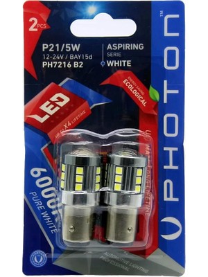 Sevimle Store P21/5W LED Oto Ampul, Beyaz, 2 Adet